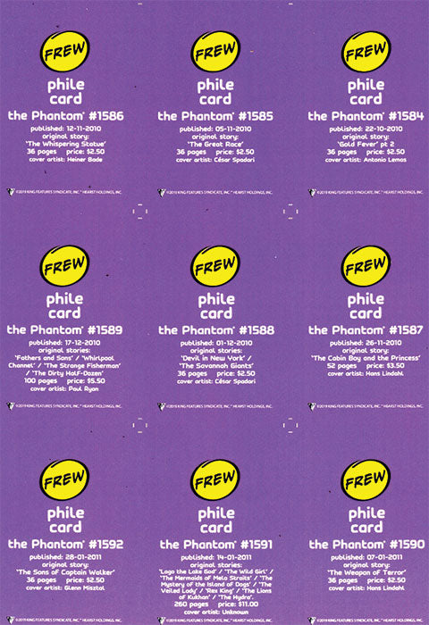 Phantom Philecard #1584-1592