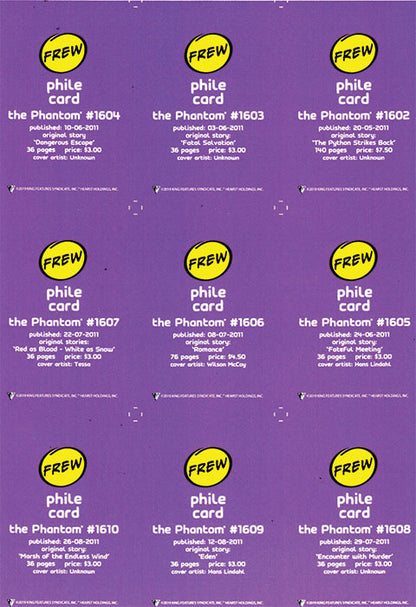 Phantom Philecard #1602-1610