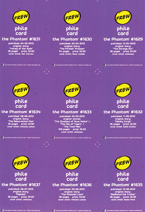 Phantom Philecard #1629 - 1637