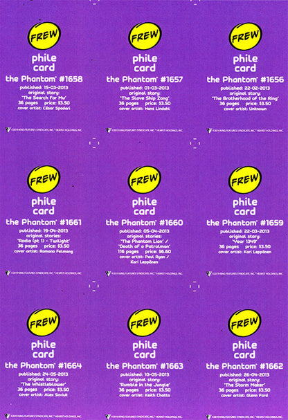 Phantom Philecard #1656 - 1664