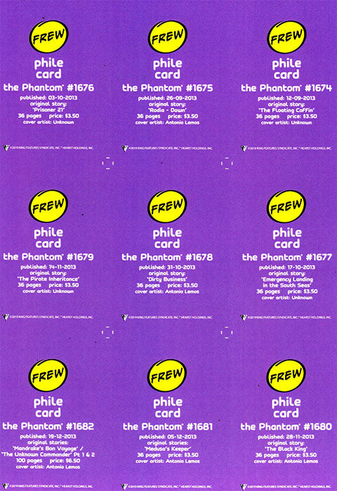 Phantom Philecard #1674 - 1682