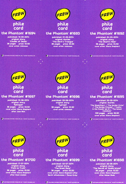 Phantom Philecard #1692-1700