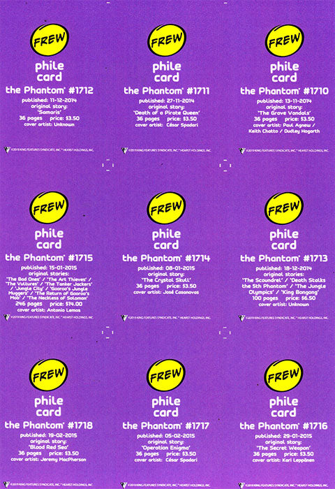 Phantom Philecard #1710-1718