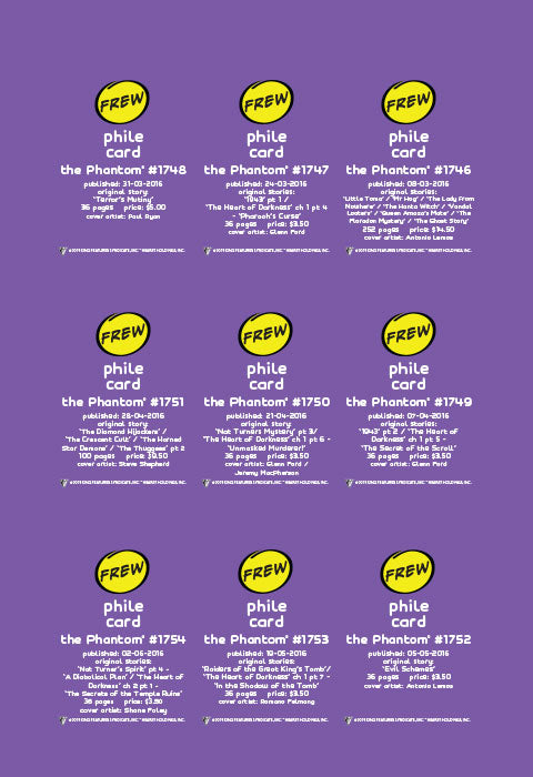 Phantom Philecard #1746-1754