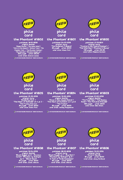 Phantom Philecard #1800-1808