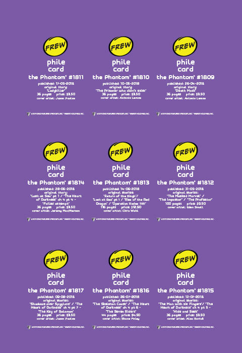Phantom Philecard #1809-1817