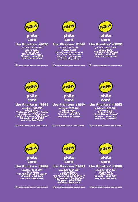 Phantom Philecard #1890-1898