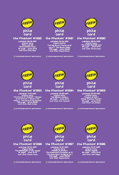 Phantom Philecard #1890-1898
