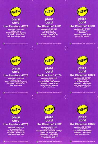Uncut Philecard sheet #1170-1178