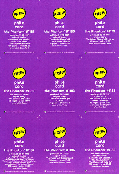 Uncut Philecard sheet #1179-1187