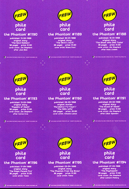 Uncut Philecard sheet #1188-1196