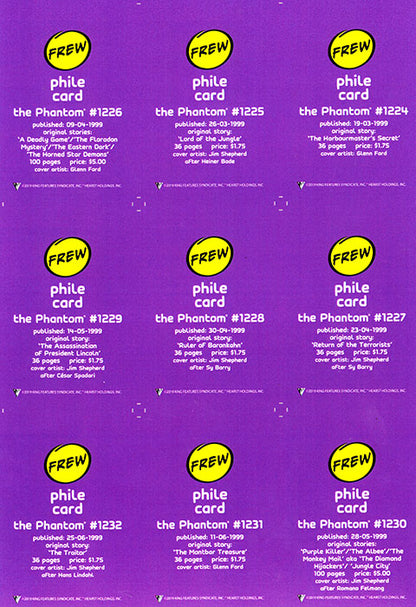 Uncut Philecard sheet #1224-1232