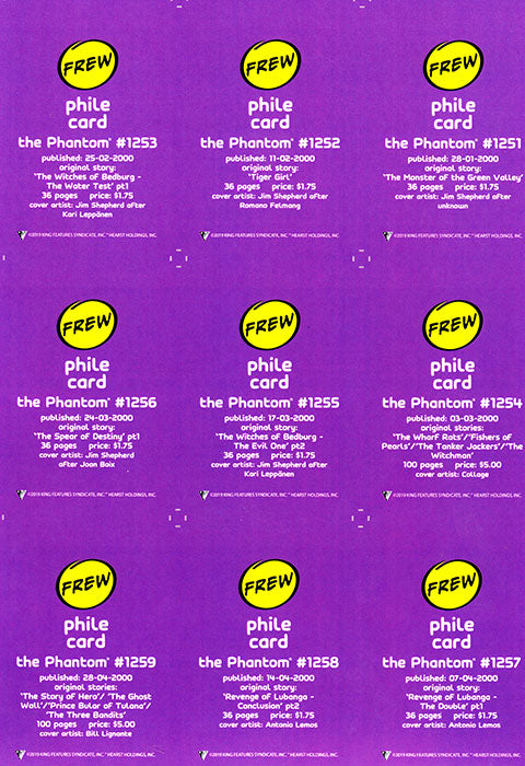 Uncut Philecard sheet #1251-1259