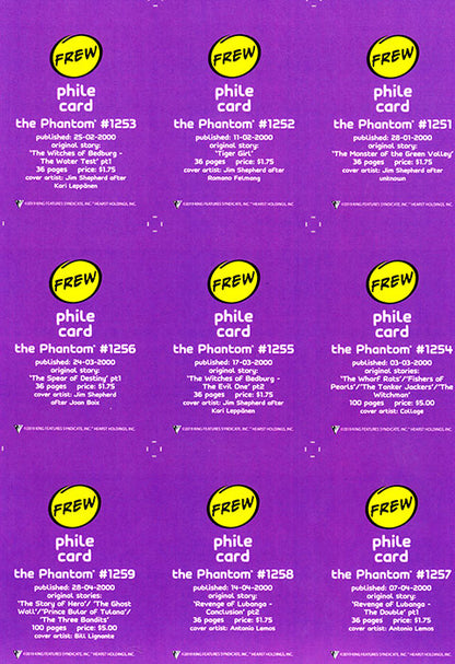 Uncut Philecard sheet #1251-1259