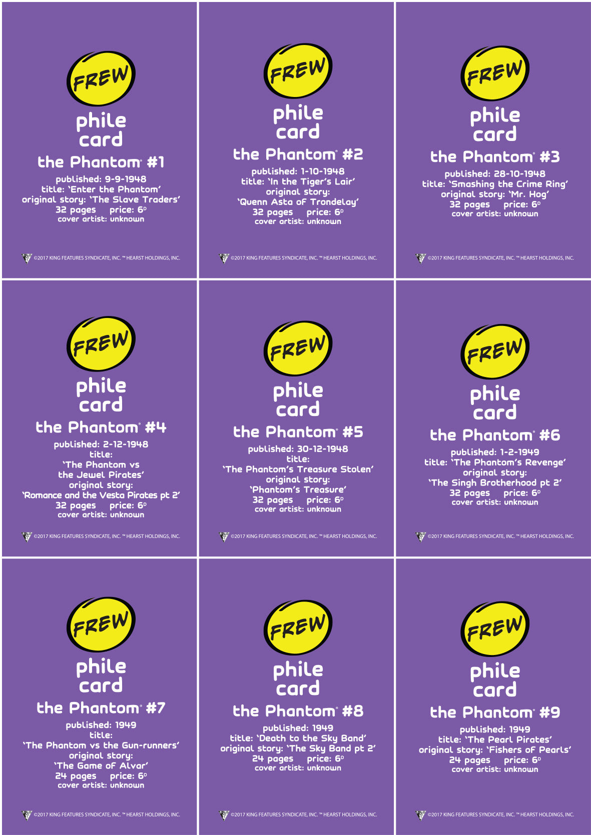 Phantom Philecard #1-9