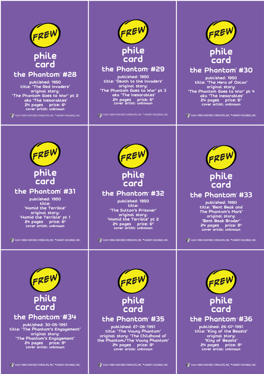 Phantom Philecard #28-36