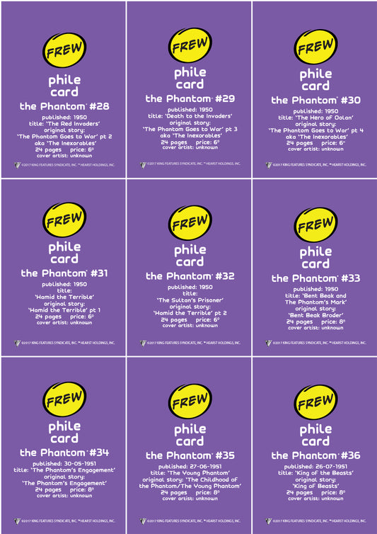 Uncut Philecard sheet #028-036