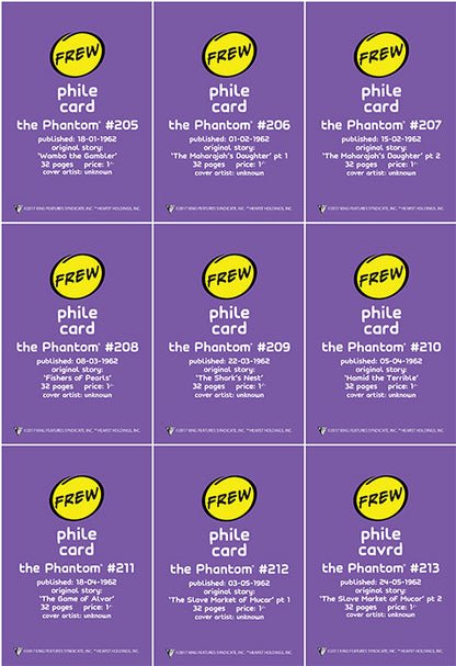 Uncut Philecard sheet #205-213