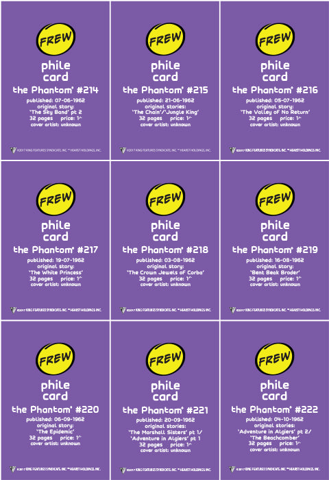 Phantom Philecard #214-222