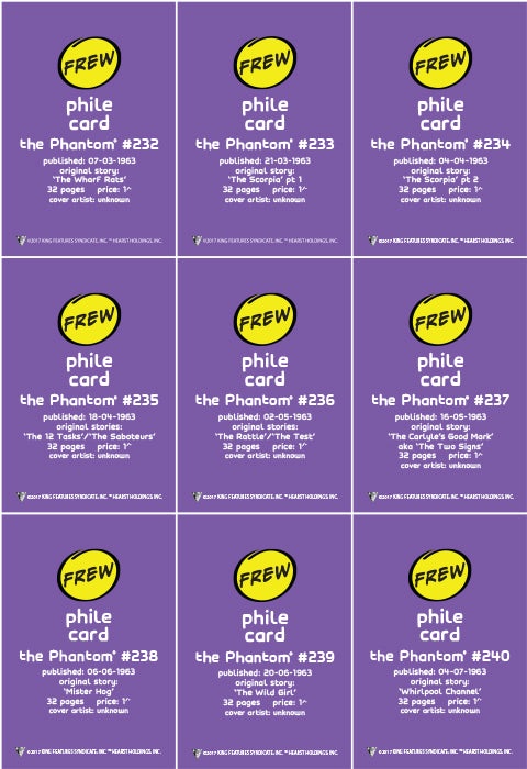 Phantom Philecard #232-240