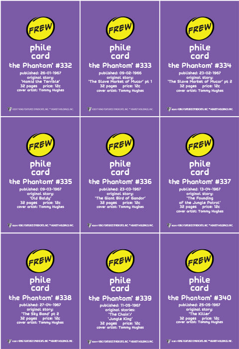 Phantom Philecard #332-340