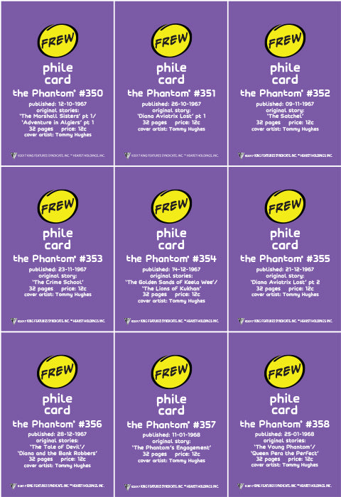 Phantom Philecard #350-358