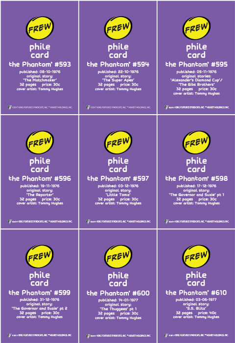 Phantom Philecard #593-601