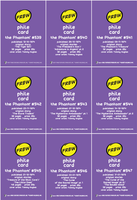 Phantom Philecard #539-547