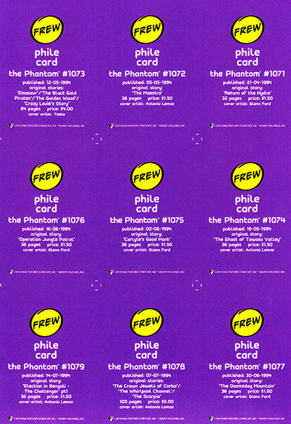 Uncut Philecard sheet #1071-1079