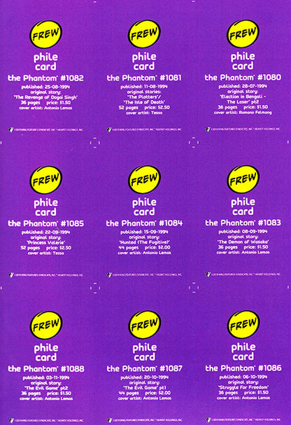 Uncut Philecard sheet #1080-1088