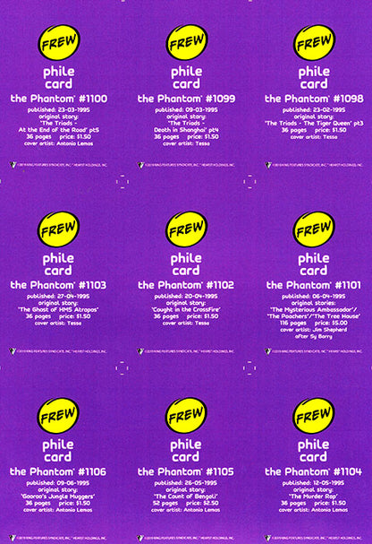 Uncut Philecard sheet #1098-1106