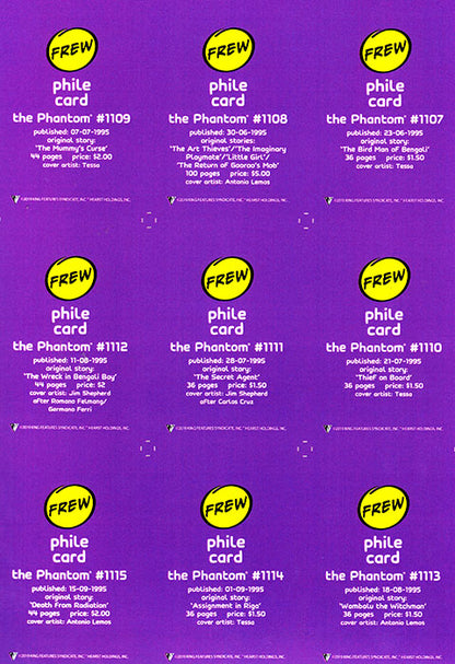 Uncut Philecard sheet #1107-1115