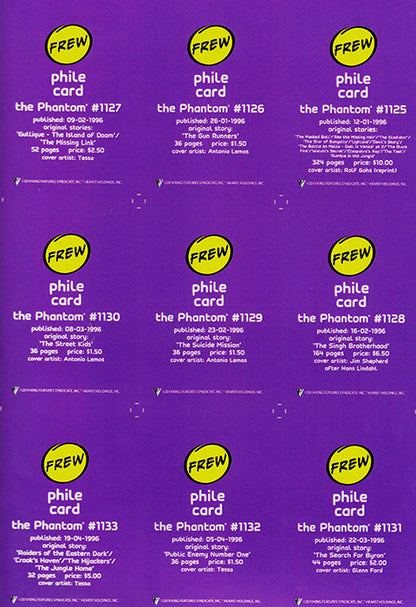 Uncut Philecard sheet #1125-1133