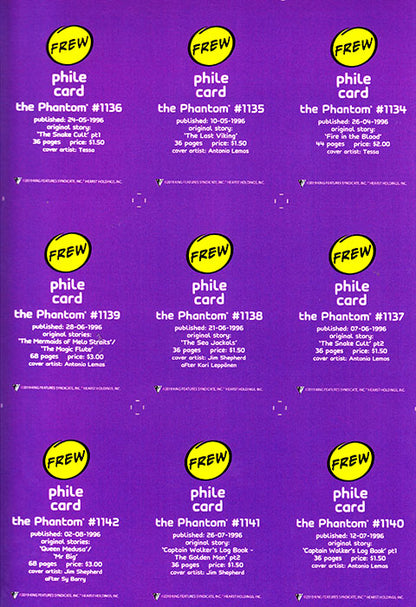 Uncut Philecard sheet #1134-1142
