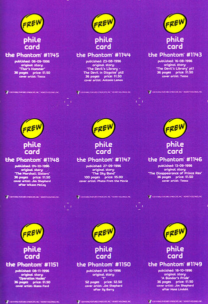 Uncut Philecard sheet #1143-1151