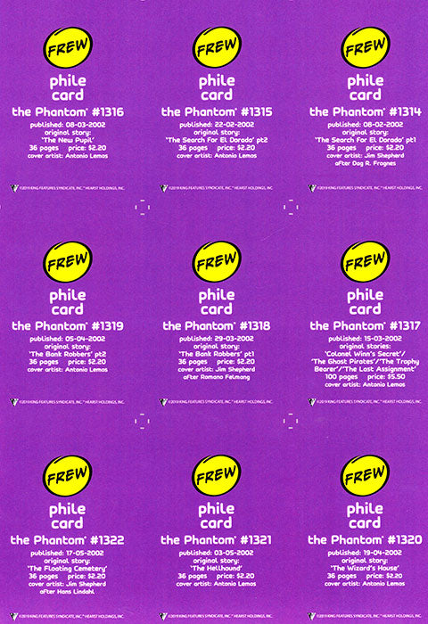 Phantom Philecard #1314 - 1322