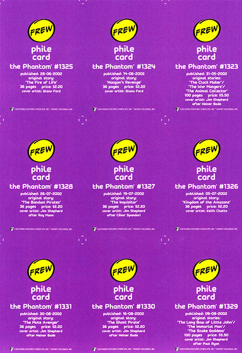 Phantom Philecard #1323-1331