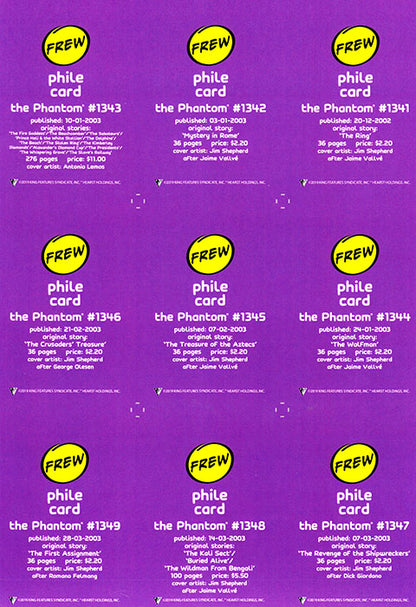 Uncut Philecard sheet #1341-1349