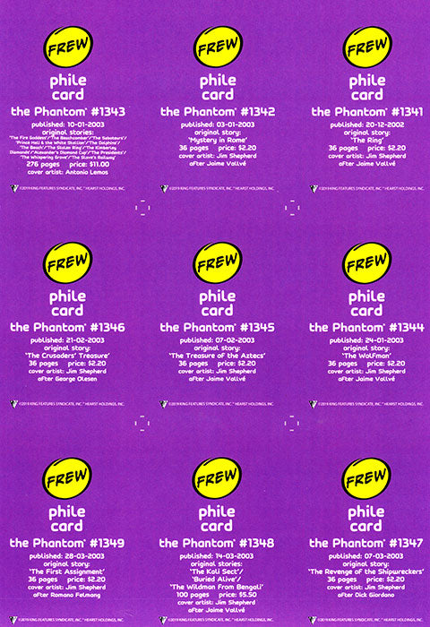 Phantom Philecard #1341-1349
