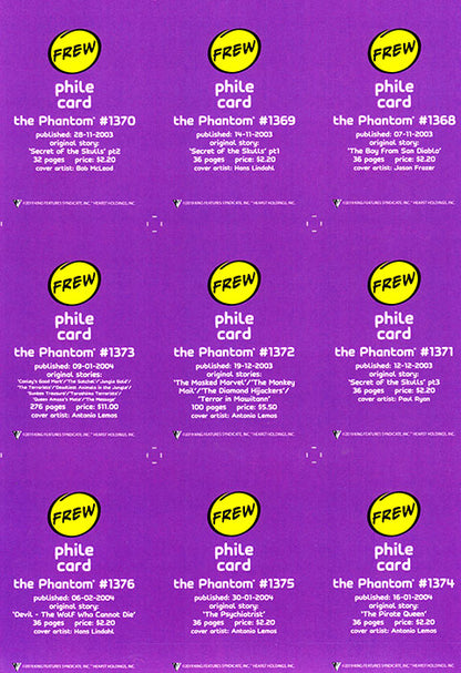 Phantom Philecard #1368-1376