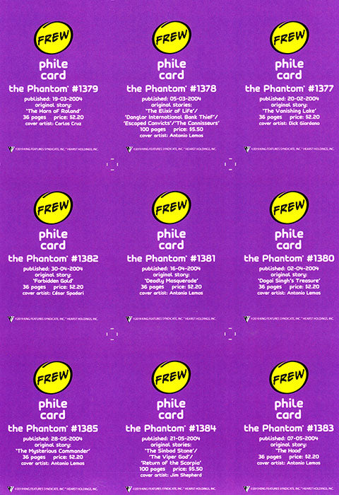 Phantom Philecard #1377-1385