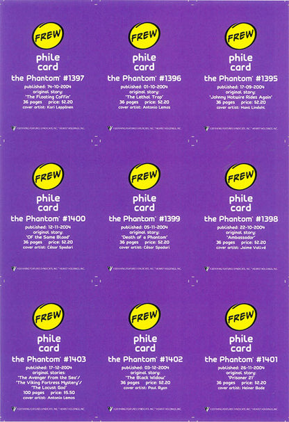 Phantom Philecard #1395-1403