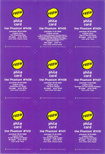 Uncut Philecard sheet #1404-1412