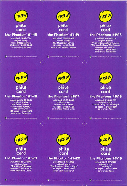 Uncut Philecard sheet #1413-1421