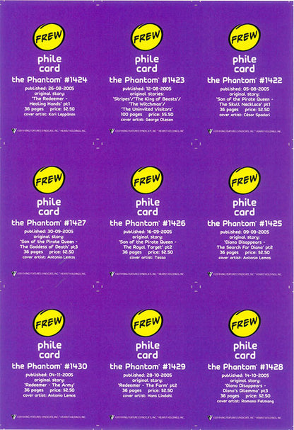 Phantom Philecard #1422-1430
