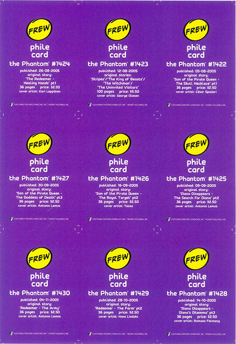 Phantom Philecard #1422-1430