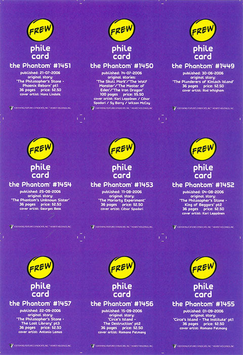 Phantom Philecard #1449-1457