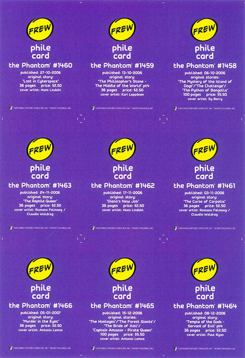 Phantom Philecard #1458-1466