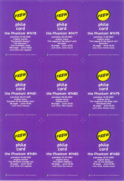 Uncut Philecard sheet #1476-1484