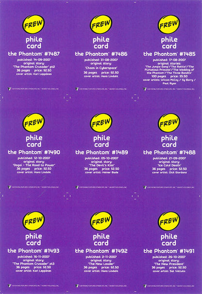 Uncut Philecard sheet #1485-1493